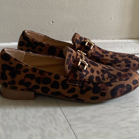 Time And Tru Leopard Print Slip On Low Block Heel Barrow Loafers - Picture 4 of 5